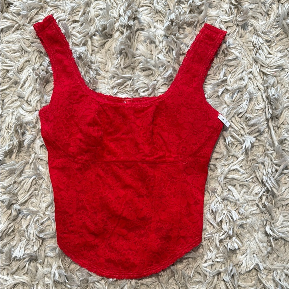 Pink Red Lace tank  Top